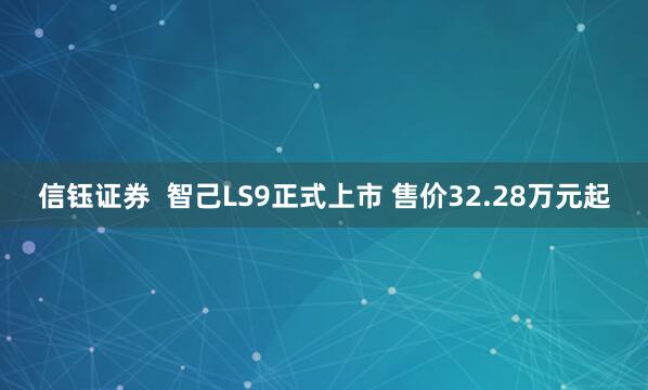 信钰证券  智己LS9正式上市 售价32.28万元起